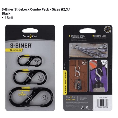 Nite Ize S-Biner Slidelock Stainless Steel 3-Pack - Black - Tactical & Duty Gear